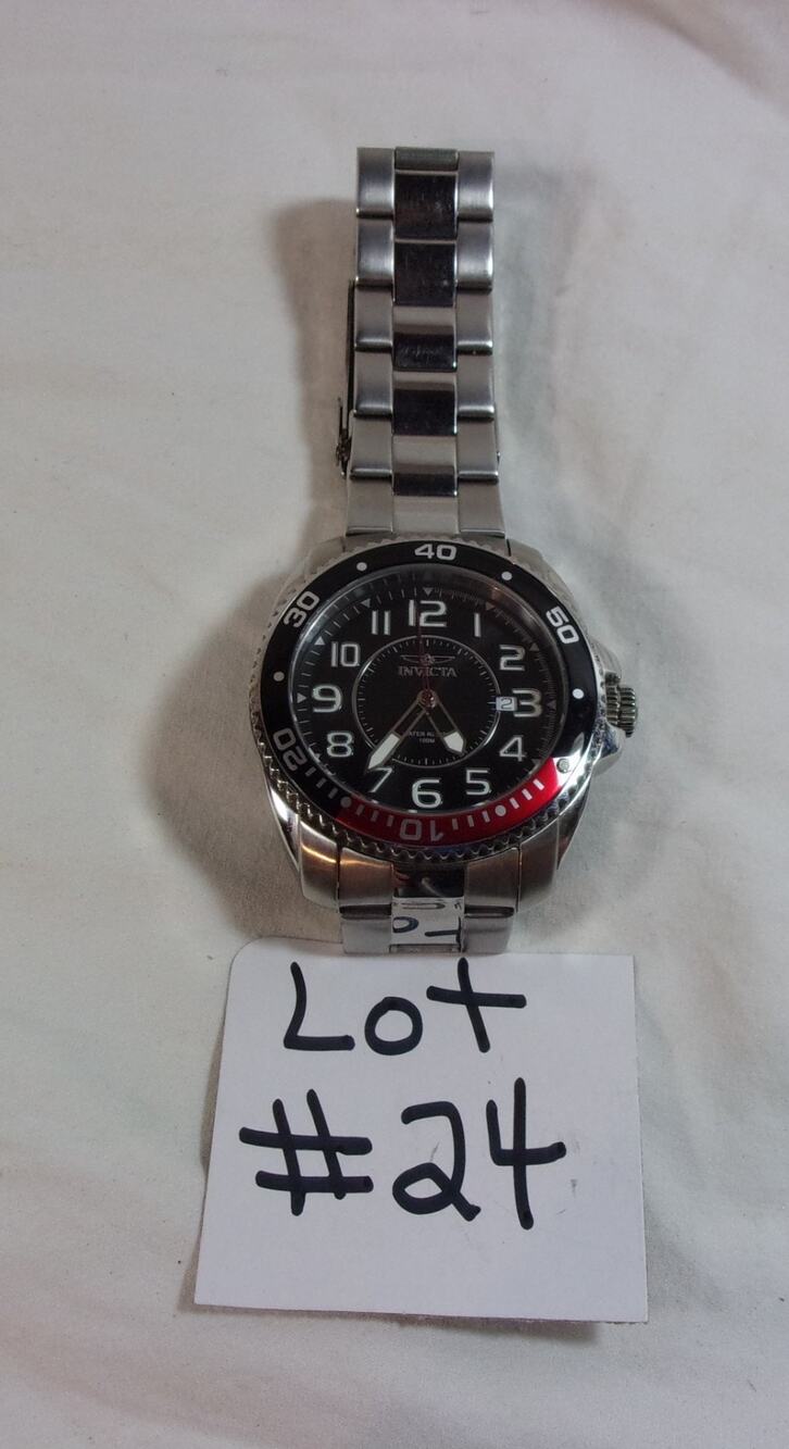 INVICTA MODEL 6008 WATCH SWISS PARTS MOVEMENT 100M WATER-RUNS-CAN'T SET THE TIME
